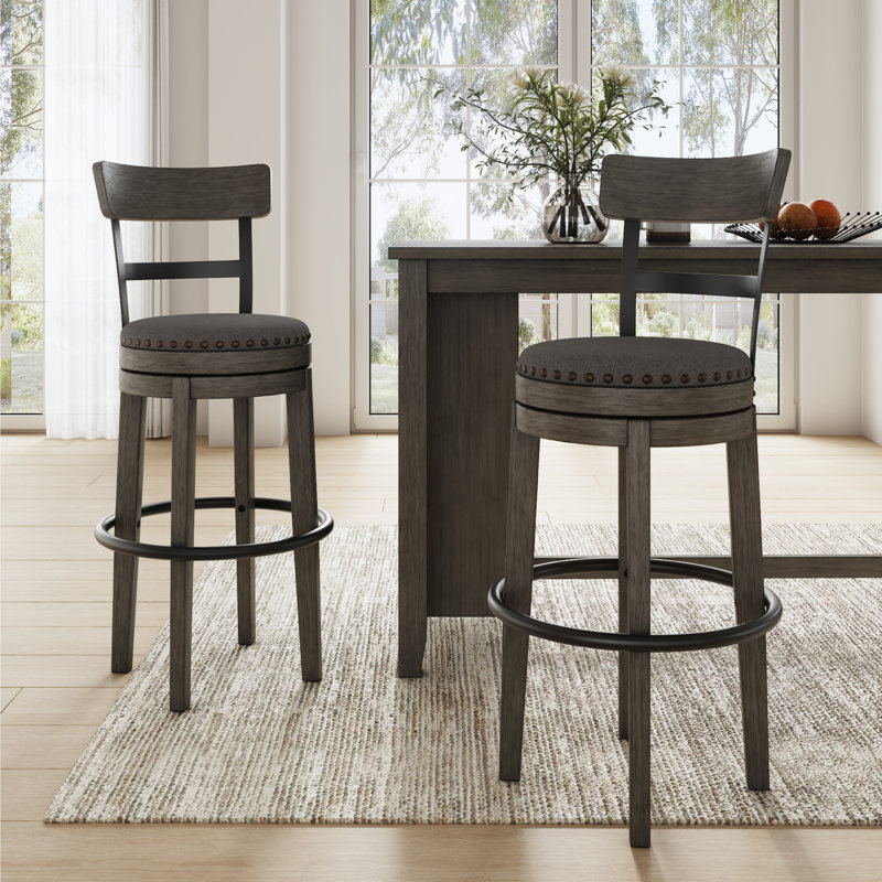 Tabouret de bar et de comptoir pivotant, gris, Tabouret de bar (siège d'une hauteur de 30 po)