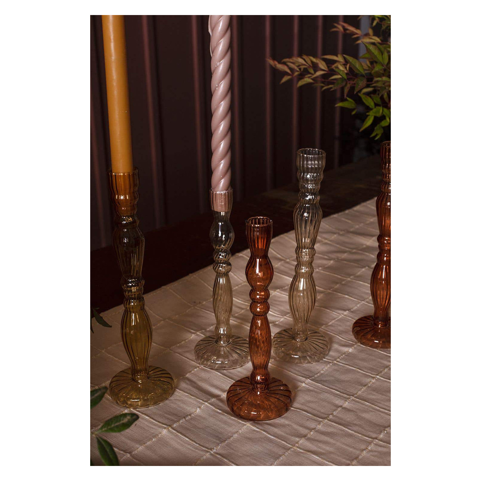 Marajo Candlestick, Amber, 9.75" H x 2.75" W x 2.75" D