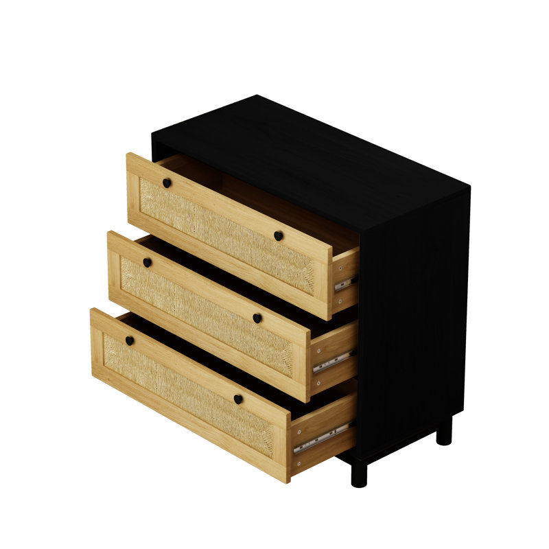 Armoire de rangement 3 tiroirs, Noir