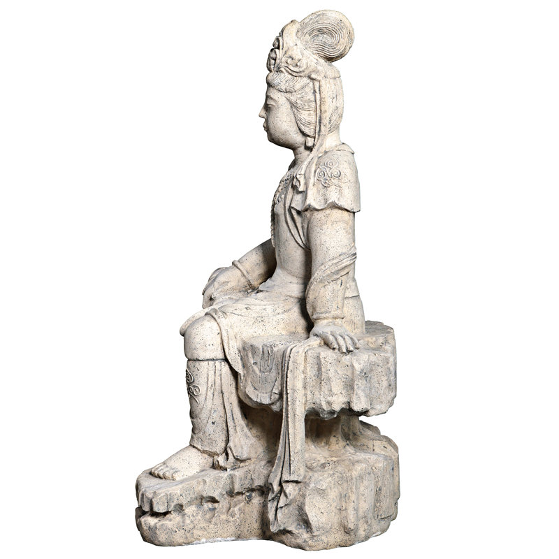 Statue Déesse Guan Yin Assise Sur Lotus – Sérénité Zen, Résine Design Toscano, Intérieur & Jardin 30,5 Cm