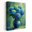 Bleu sarcelle, hydrangées abstraites, hortensias contemporains audacieux, nature, art mural