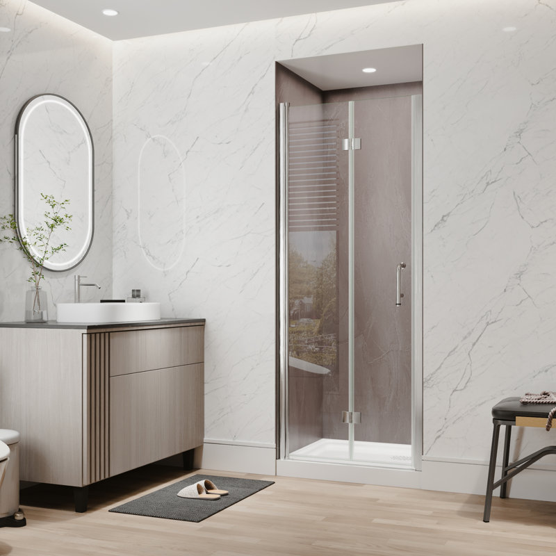30"-32"W X 72"H Semi-Frameless 180° Rotatable Pivot Shower Door Bifold Frameless Shower Door With 1/4 Inches Tempered Glass