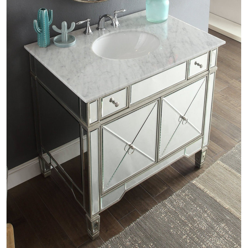 Ensemble de meuble-lavabo simple 36 po Sandstrom, Marbre de Carrare blanc