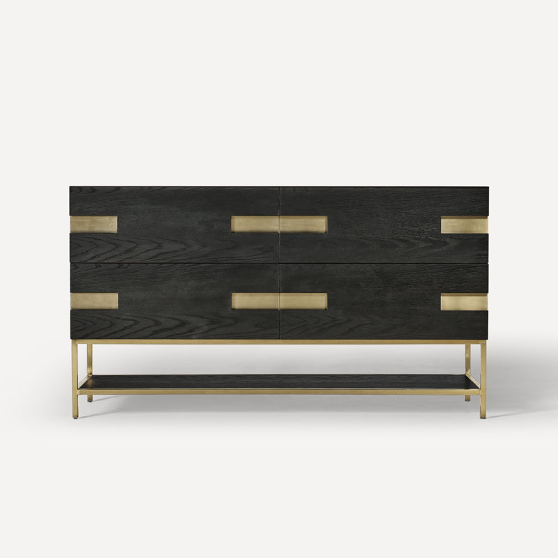 Sendai Vanity, Matte Black/Aged Brass