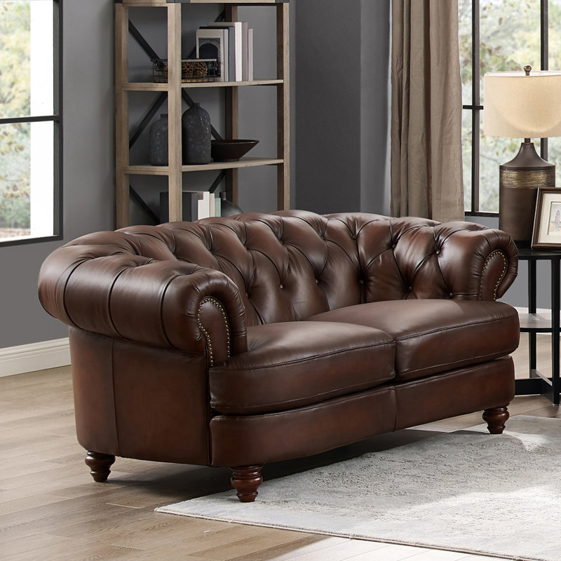 Edlizi 72.5'' Upholstered Loveseat, Caramel Brown