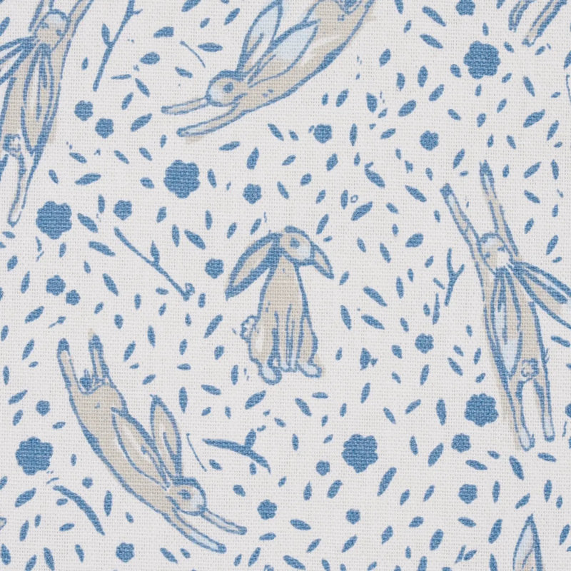 Schumacher x Marie-Chantal Rabbit High Performance Print Fabric, Blue