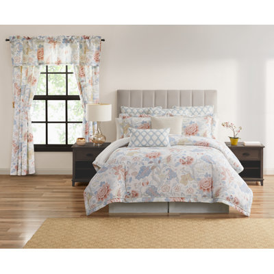 Dominca Floral 4 Piece Queen Comforter Set
