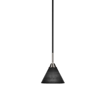 Luminaire suspendu Bayaud Paramount, fini noir mat et nickel brossé avec verre de 7 po