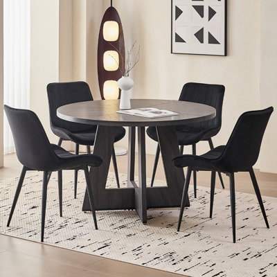 Ensemble de 4 chaises de salle à manger en velours, chaise de cuisine rembourrée moderne avec pieds en métal pour le salon de la chambre à coucher, appartement