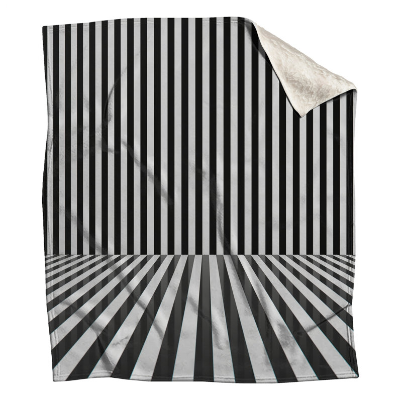 Black White Vertical Stripes Blankets, 50in W x 60in H