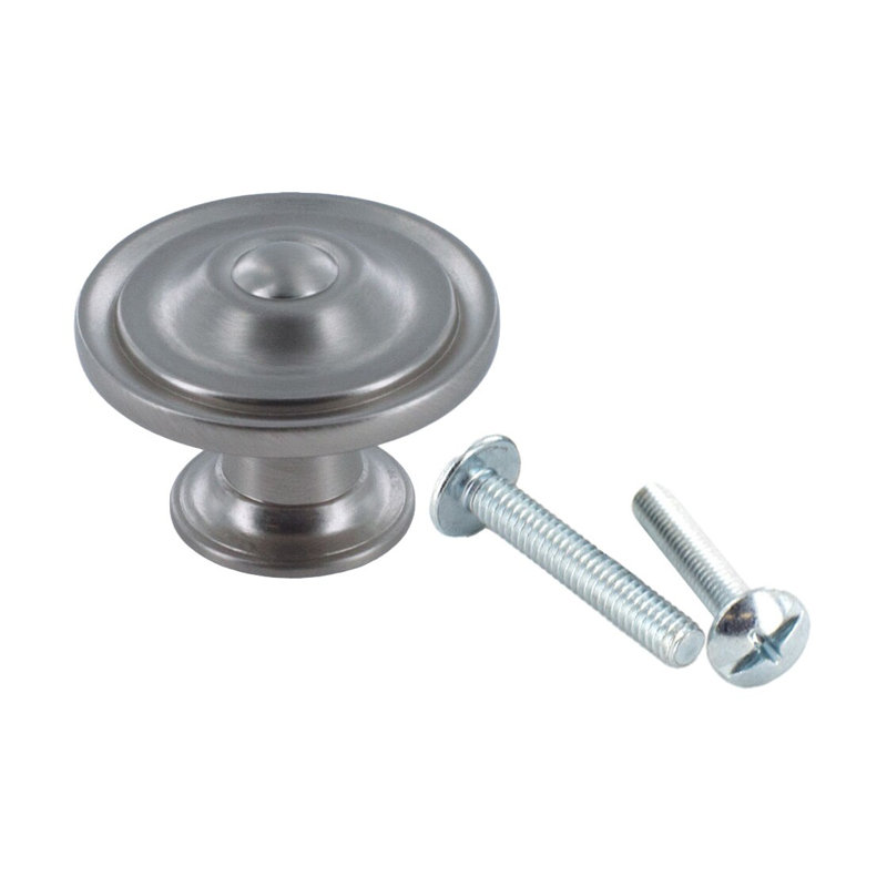 Outwater 25 Pack 1-3/8" Diameter Cabinet Knobs  Traditional Solid Zinc Construction, Antique Brass
