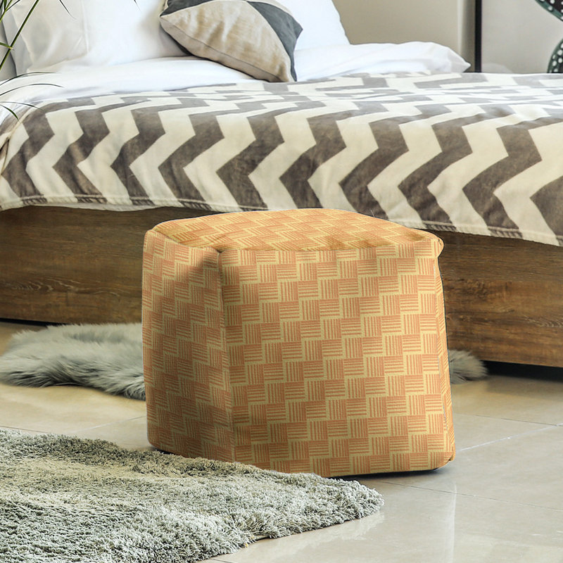 Repose-pieds cubique à rayures classic basketweave, Jaune et orange