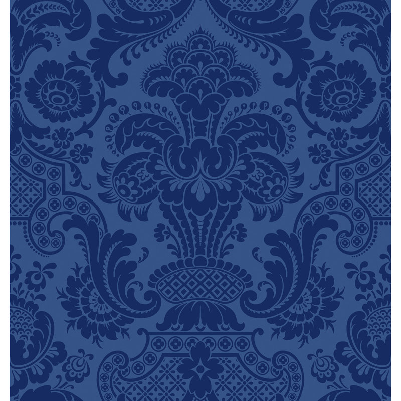 Mariinsky Damask Wallpaper Roll, Blue