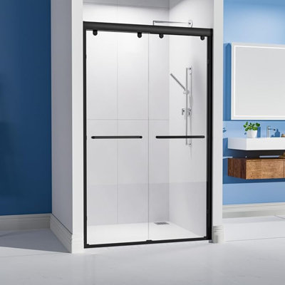 44" - 48" W x 75" H Double Sliding Frameless Shower Door Clear Tempered Glass Bathroom Shower Door