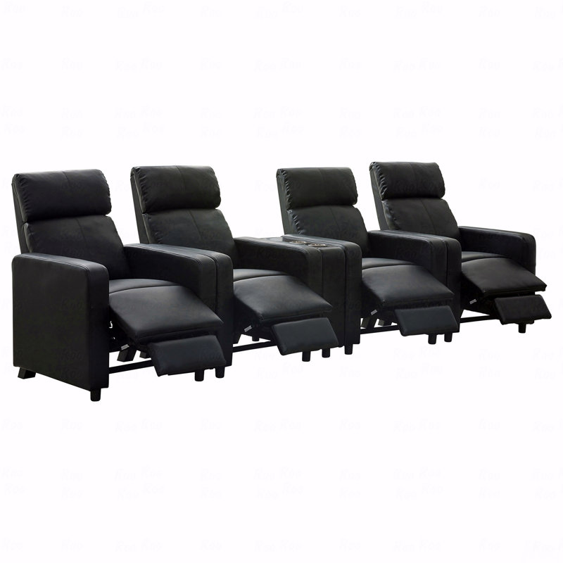 Cinéma maison 4 places noir rembourré avec console Wedge