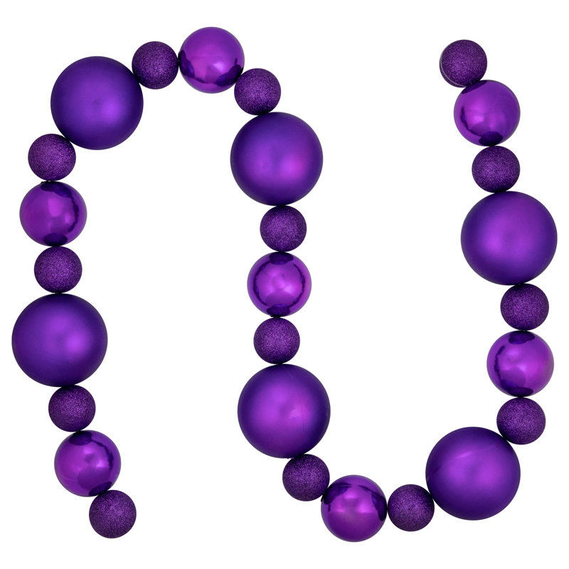Guirlande de Noël 6 pi avec 3 boules incassables, Mauve