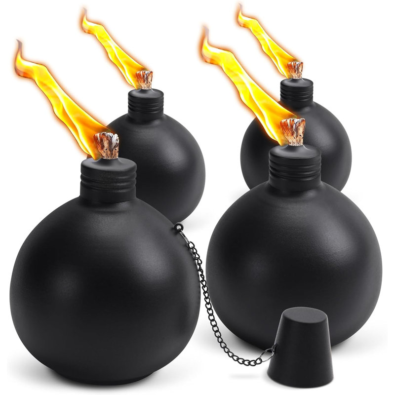 4 Pack Citronella Tabletop Torches, 25 oz Table Top Torches for Outdoor, Metal Oil Burner Candles