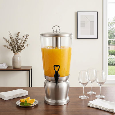 Distributeur de boissons de 2,11 gallons avec bac à glaçons, distributeur de boissons en acier inoxydable pour fêtes, événements et rassemblements