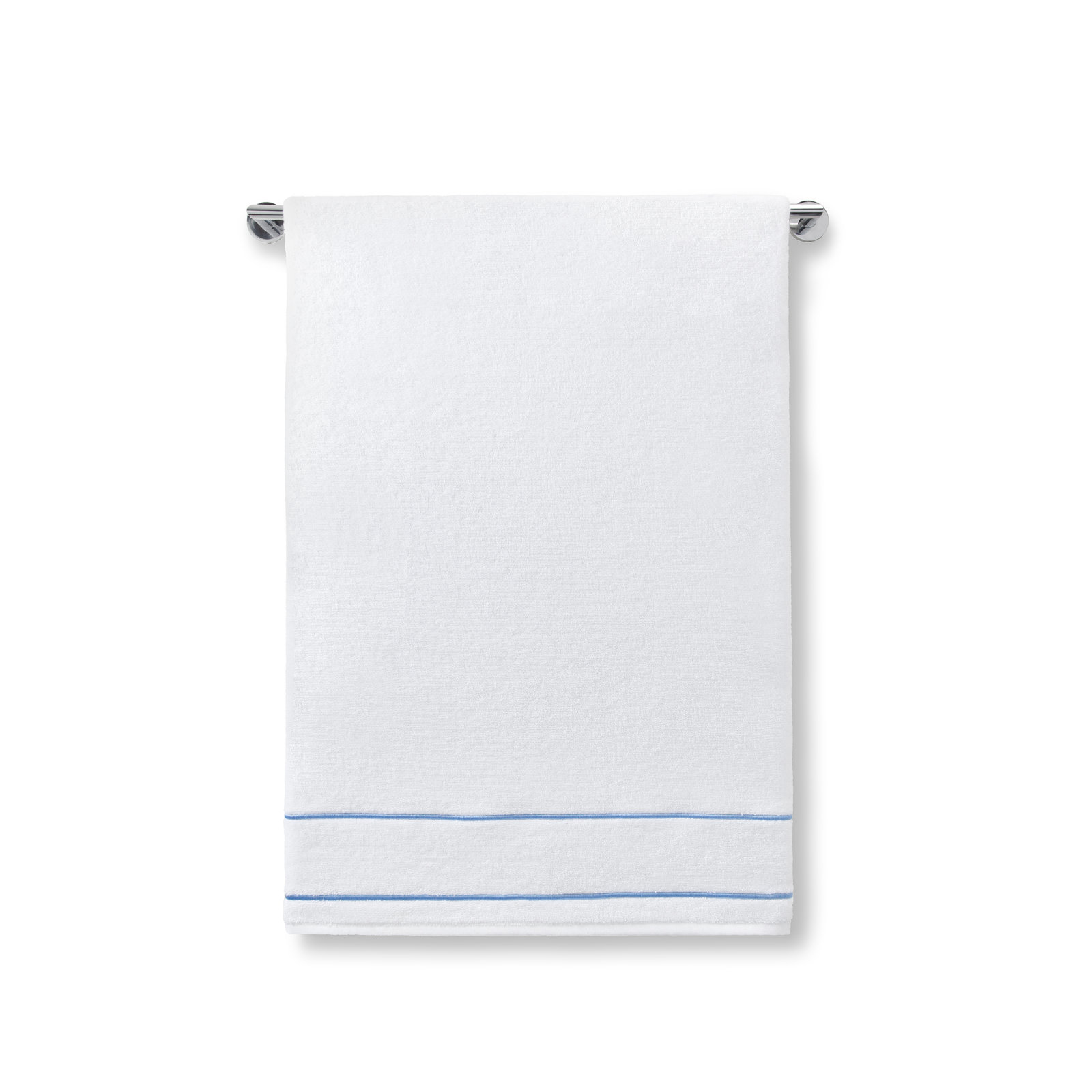 Lombard 100% Cotton Wash Cloth, White/Periwinkle