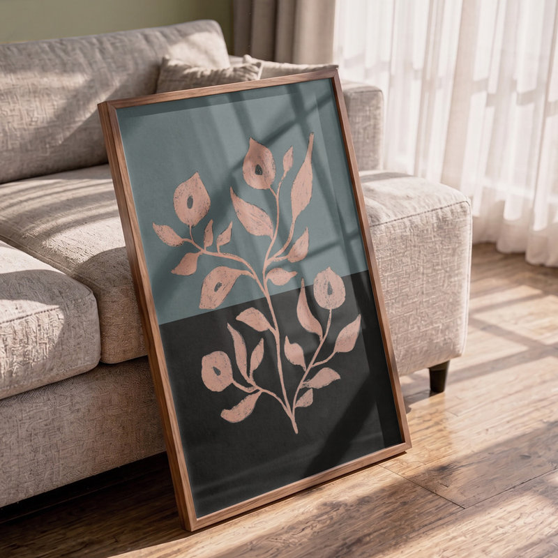 Blush Flora Contrast by Treechild — Floral Wall Art, Framed Canvas, Black, 16 × 24