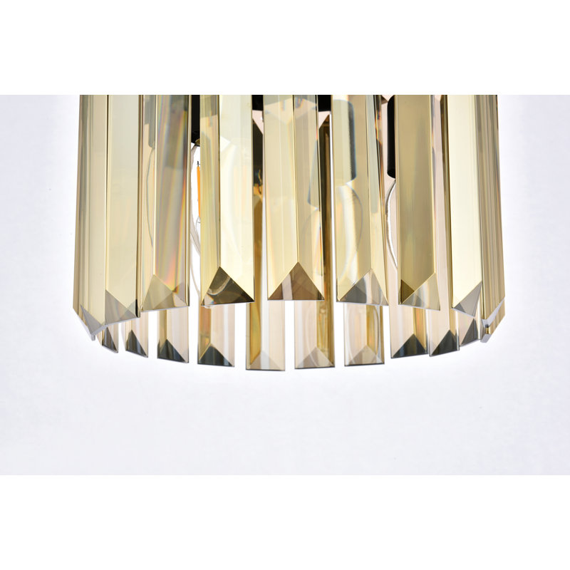 Luminaire suspendu tambour simple 3 lumières Yazmin, Fumée, Noir mat