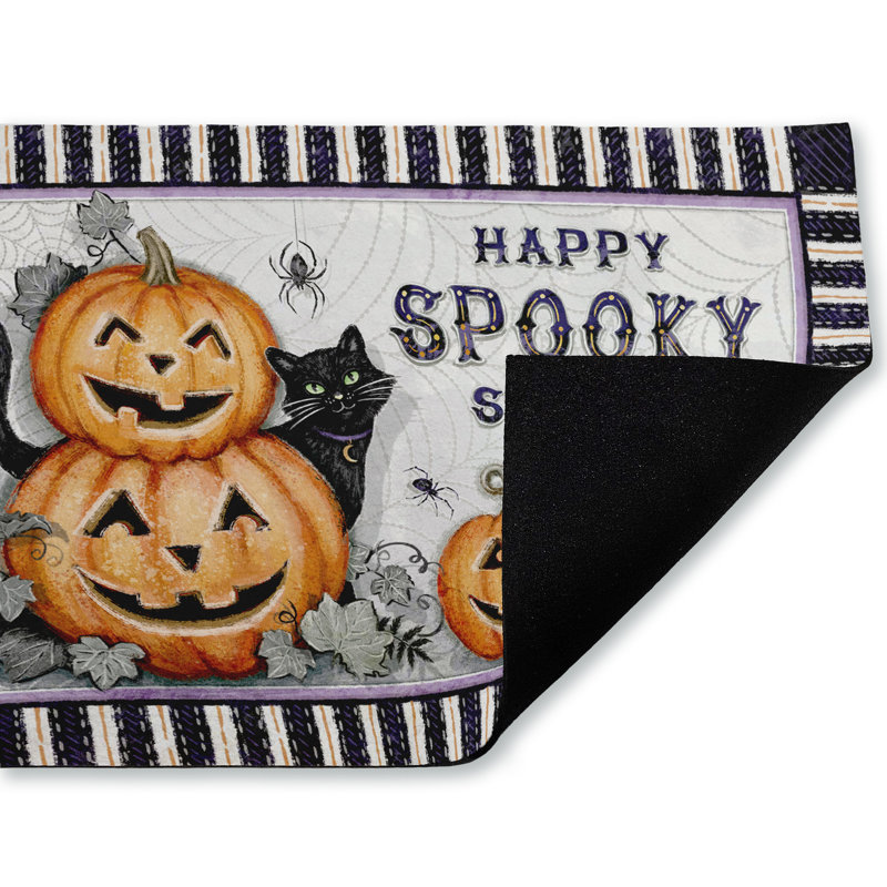 Tapis de porte d'extérieur imprimé Spooky Season Jack-o-Lanterns, design par Chad Barrett, 18 po x 30 po