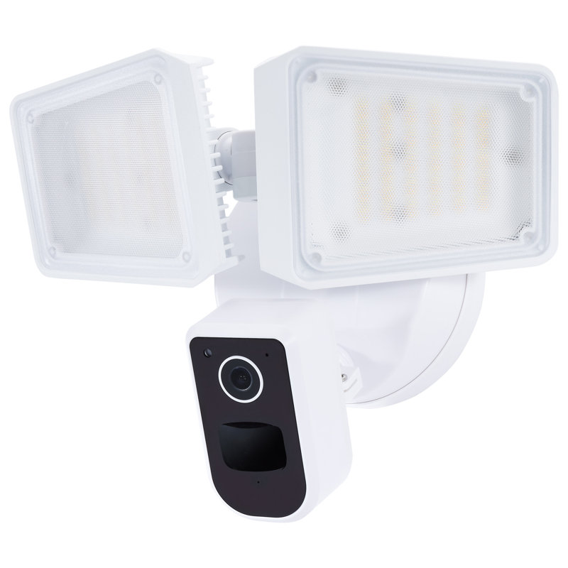 White Wireless Outdoor LED Security Light with Camera