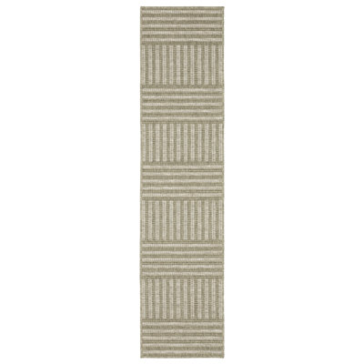 Tapis rayé en polypropylène tissé à la machine intérieur / extérieur gris / brun clair