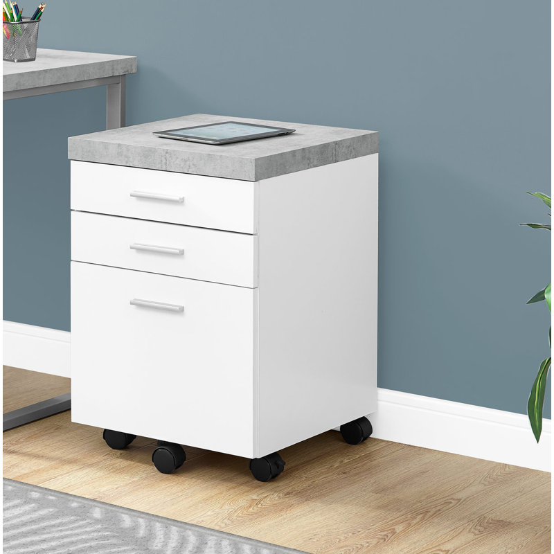 18.25'' Wide 3 -Drawer Mobile File Cabinet, White/Gray