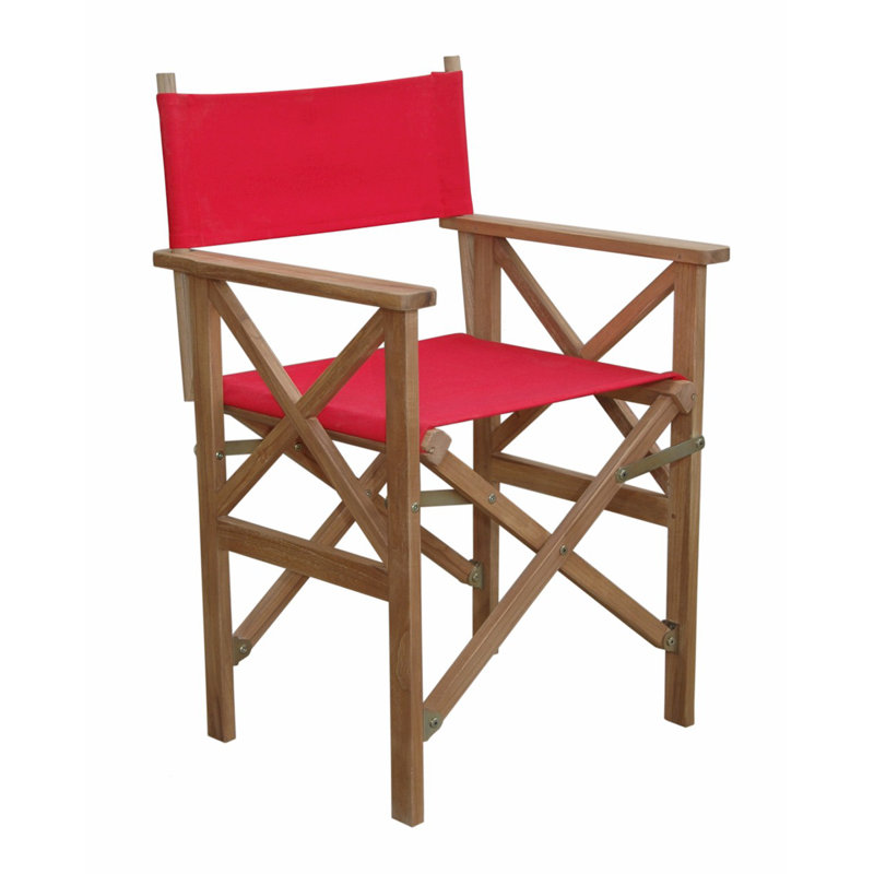 Red Teak Folding Director Armchair with Canvas