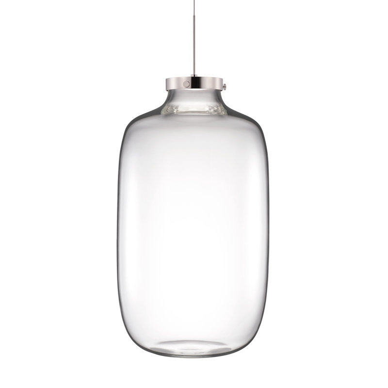 Brava 1 - Light LED Pendant, Clear, Polished Nickel, 14" H x14" W x 14" D