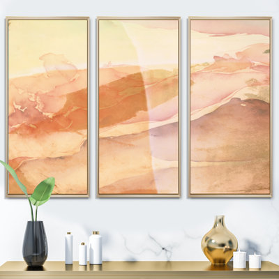 Serenity In Rasberry Blush IV - Ensemble d'art abstrait sur toile à encre liquide abstraite