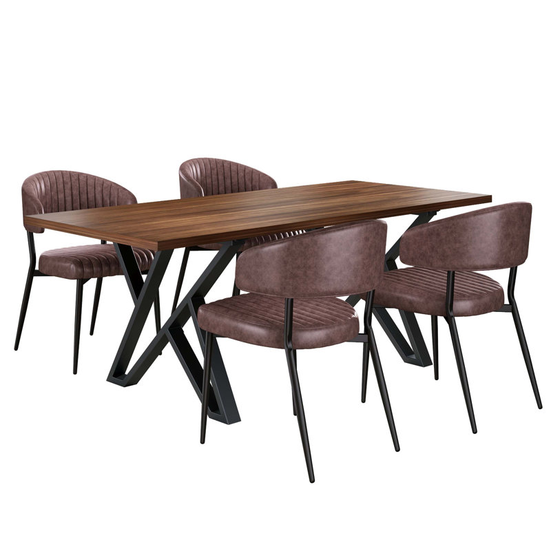 Ensemble de salle à manger 5 pièces contemporain en similicuir idéal pour les petits espaces, combinant les fonctions de salle à manger et de rangement pour la vie moderne.