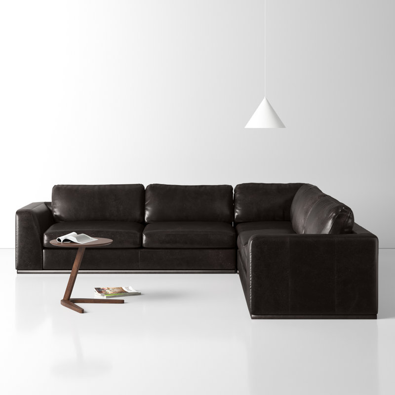 Berger Upholstered L-Shaped Sectional Symmetrical, Heirloom Cigar-Aged Sienna