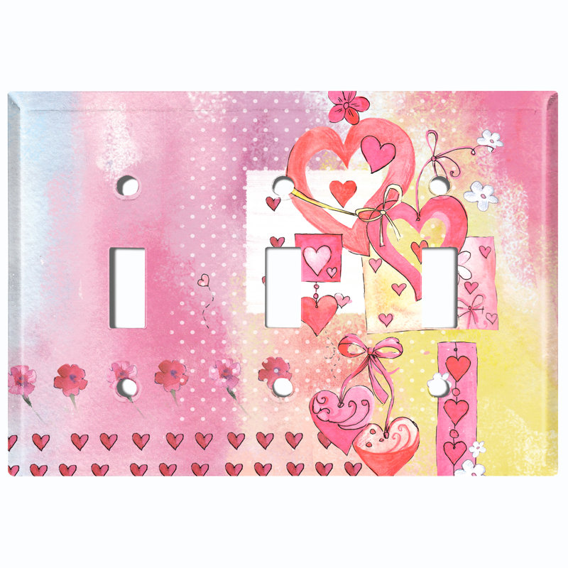Plaque murale à 3 interrupteurs à bascule Love Ornament Hearts