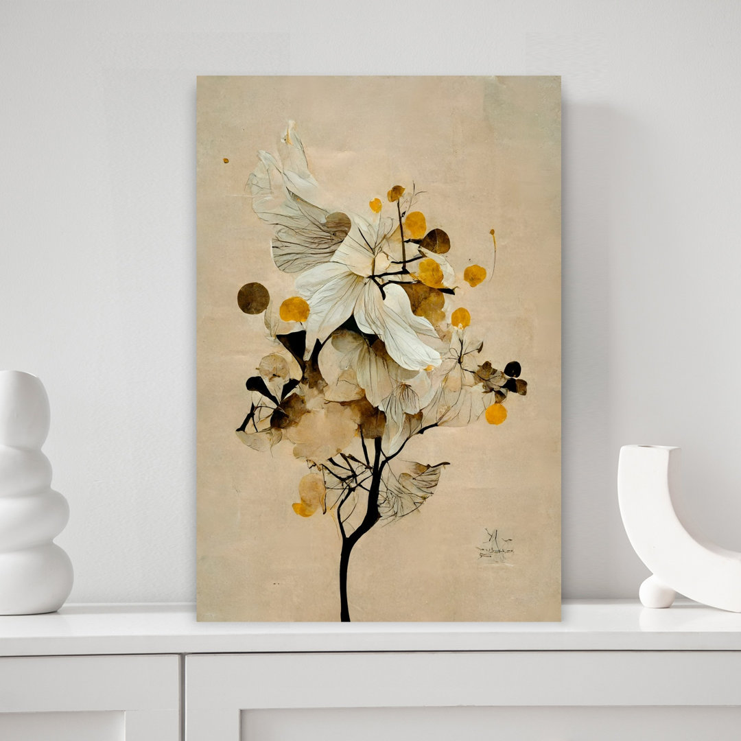 Whimsical Blooms Abstract Modern Vintage Flower Wall Art Print