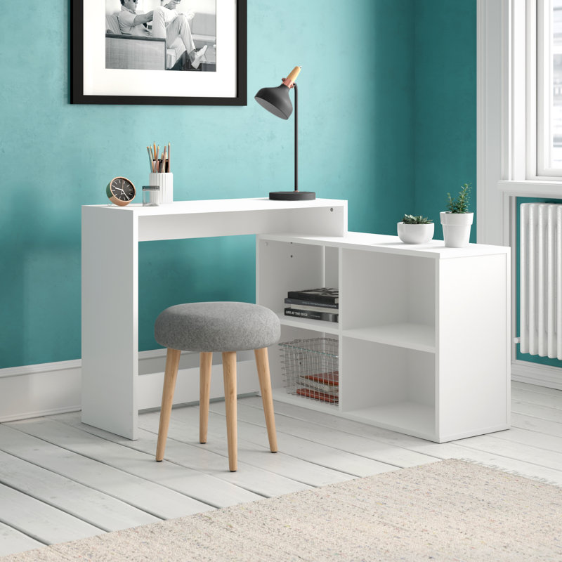 Kerri L-Shaped Executive Desk, Pearl White