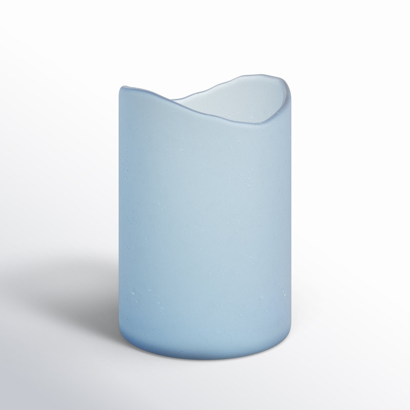 Blue Frosted Glass Tabletop Hurricane Candle Holder