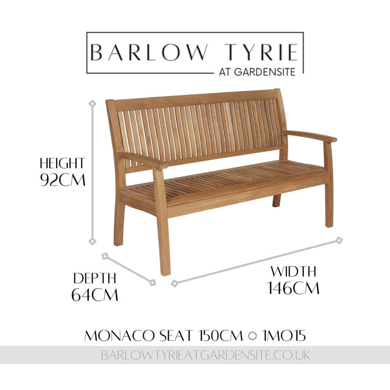 Monaco Outdoor Teak Bench, 36" H x 57" W x 25" D