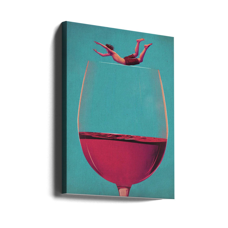 Plongée murale vin dans un cadre flottant, H 38 po x l 26 po x P 2 po, Cadre noir