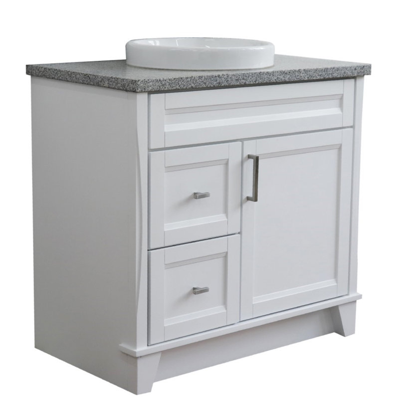 37'' Single Bathroom Vanity with Top, Gray, White
