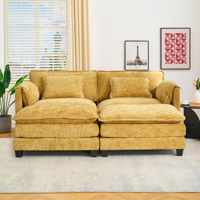 Canapé modulaire en chenille RAF LAF de 76,77 po Eugenijus, 2 repose-pieds