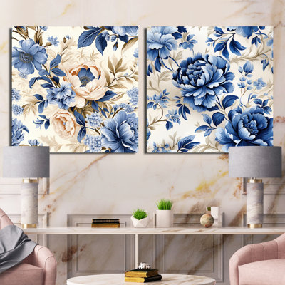 Motif victorien rococo bleu cobalt victorien