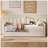 Upholstered Twin Size Daybed with Adjustable Height Pop Up Trundle, USB and Type-C Charging Ports, and 2 Side Pockets, No Box-Spring Needed-1377825654
