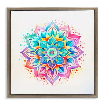 «Magic Rainbow Mandala», art mural encadré flottant par Andrea Haase