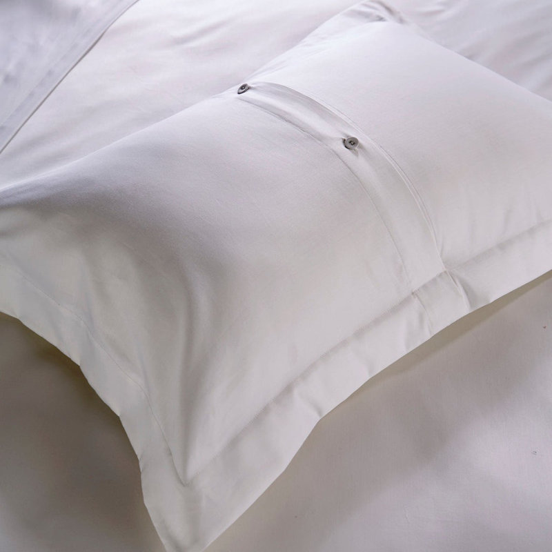 Sateen Standard Pillowcase, White/Navy
