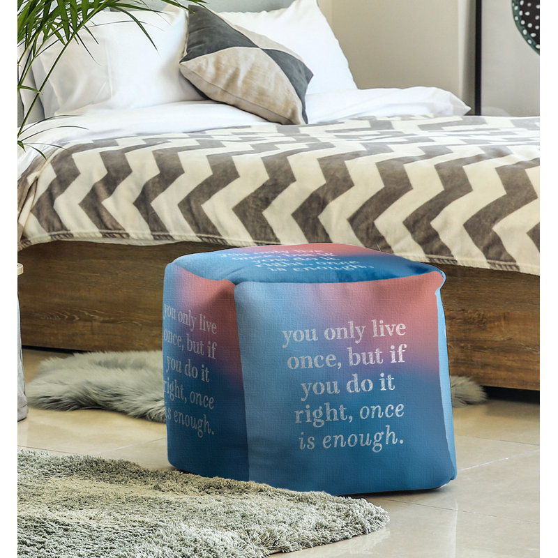 Repose-pieds cube, Bleu / Rose
