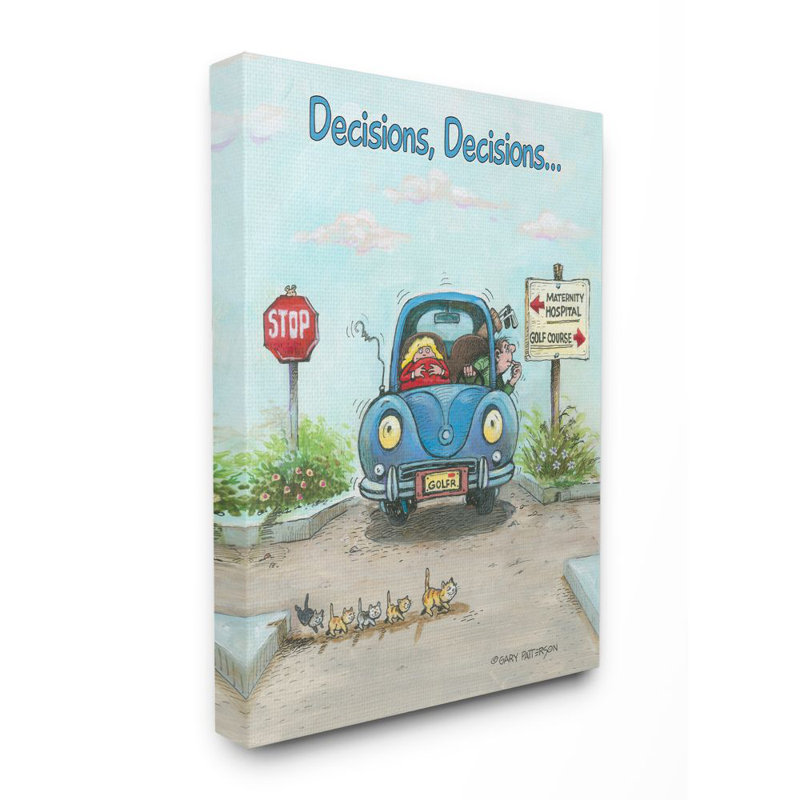 « decisions drôle family golf drawing sports design » par gary patterson, impression, H 40 po x l 30 po, Toile