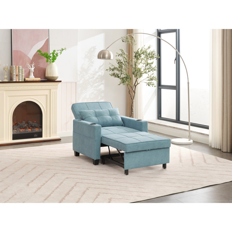 Futon Chair 31 avec poches latérales - lit escamotable, rembourrant, réglable, extra-large, convertible pour le salon, le tissu d'usure, le confort