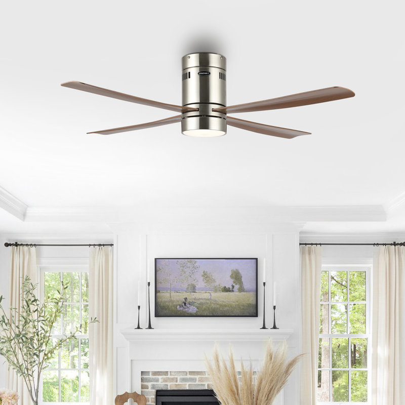 Theo 52'' Ceiling Fan with LED Lights, Neutral Brown Wood Finish